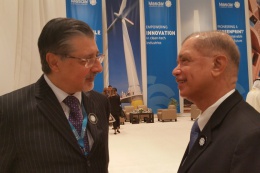 Director-General of the International Renewable Energy Agency (IRENA) Mr. Adnan Z. Amin and President James Michel at the World Future Energy Summit 2017
