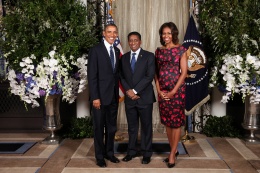 Vice President Danny Faure with US President  Barack Obama and First Lady Michelle Obama  at New York United Nations