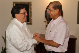 President Michel with the Minister of Foreign Affairs of the Republic of Cuba, Bruno Rodriguez Parrilla, State House