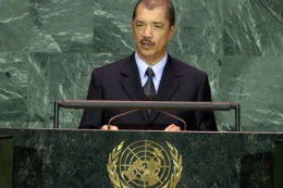 President James Michel addressing the United Nations General Assembly in New York