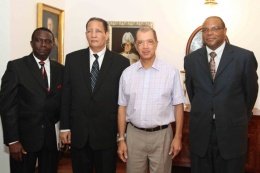 Senior Advisor to the Executive Director, Mr. Anthony Barclay, Alternate Executive Director Peter Larose, President James Michel and Executive Director of the World Bank for Africa Group 1, Dr. Denny Kalyalya, State House