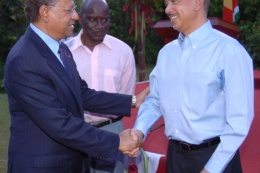 Mauritian Prime Minister Navinchandra Ramgoolam and President Michel at Inauguration Ceremony