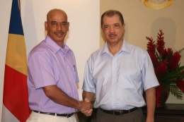 President James Michel with the Leader of the Opposition, Mr David Pierre