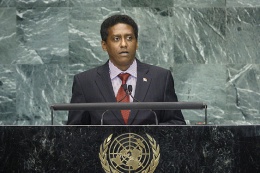 Vice-President Danny Faure addresses the United Nations General Assembly