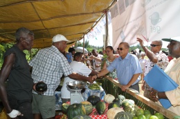 President James Michel attended the opening of the first National Agricultural and Horticultural show on Praslin on Eve Island, accompanied by his daughter Laeticia Michel.