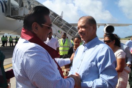 The President of the Republic of Seychelles, Mr. James Alix Michel, welcomed the arrival of His Excellency President Mahinda Rajapaksa of the Democratic Socialist Republic of Sri Lanka and his spouse to Seychelles for the second time