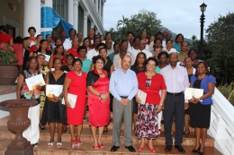 President Michel in a souvenir photo after the 24th edition of the annual Teachers’ Award Ceremony held at State House