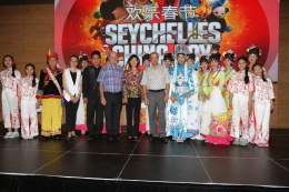 President Michel in a souvenir photo taken at the opening ceremony of Seychelles China Day, which took place at the Eden Bleue
