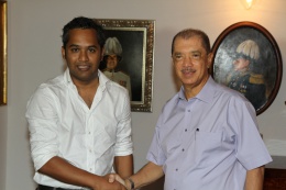 President James Michel met with the Chairman of the Seychelles Football Federation (SFF), Mr. Elvis Chetty, at State House.