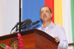 President Michel delivering his speech at on the occasion of the Seychelles National Day on 29th June, celebrating 39 years since the Independence of the Republic of Seychelles.