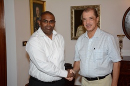 Farewell call by the country programme officer for maritime crime of United Nations Office on Drugs and Crimes (UNODC), Mr. Shanaka Jayasekara at State House.
