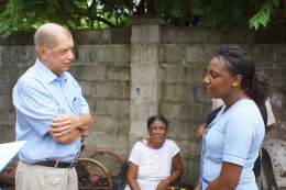 President James Michel visited several families in the Grand Anse Praslin district