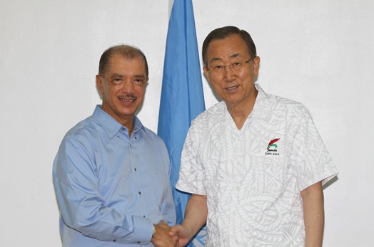 Small island developing states, climate change and piracy are focus of talks between Seychelles President James Michel and UNSG Ban Ki-moon