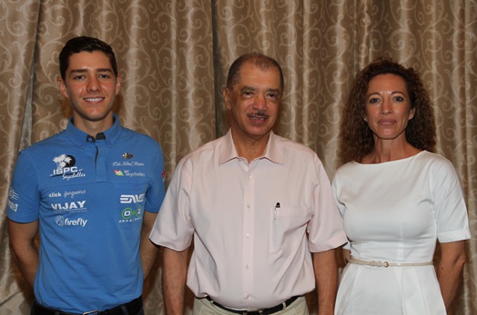 President Michel receives Seychellois professional triathlete