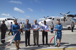 President James Michel welcomes Air Seychelles' two new Twin Otters