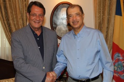 Seychelles President James Michel meets with Cypriot President Nicos Anastasiades